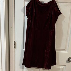 Crushed velvet deep red plus size dress